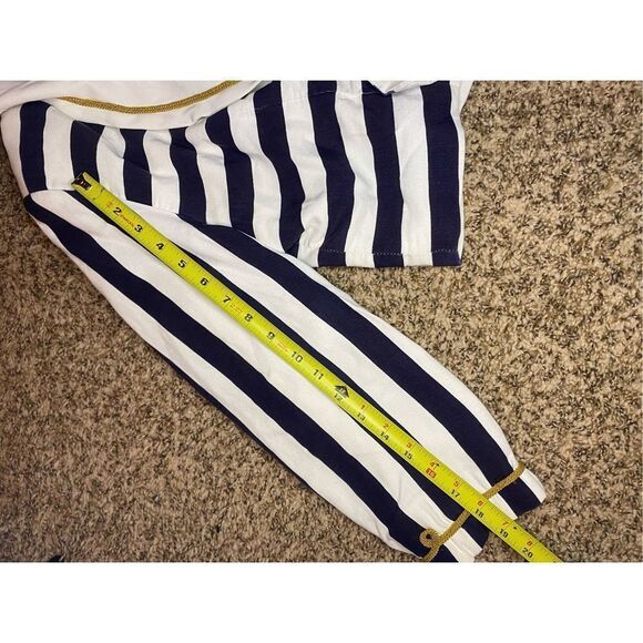 Componix Womens Crop Top Vintage 90's Collared Long Sleeve Stripe Blue Size 14 - Picture 7 of 8